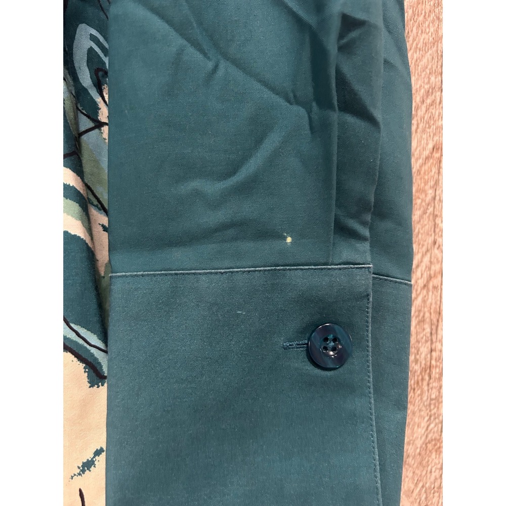 Chicos No Iron Chic Stretch Tunic Top Womens 2 L 12 Teal Green Floral V-Neck - Picture 5 of 7